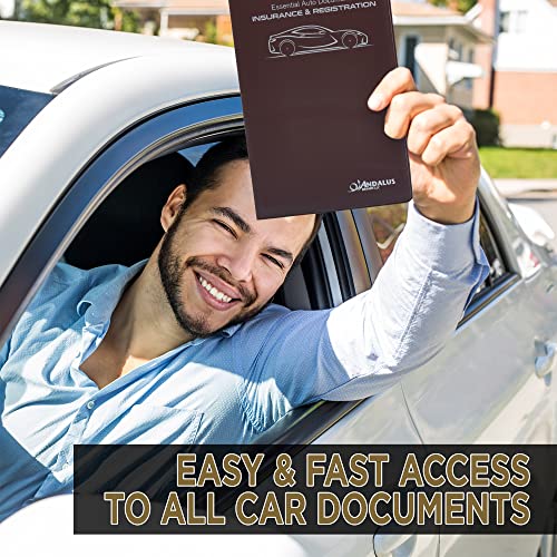 Andalus Auto Registration & Insurance Card Holder Pack of 2, Waterproof Essential Car Registration Holder with Hook & Loop Closure, Perfect for Every Vehicles Glove Boxes (Brown - 9.5" x 5.15") - color: Brown