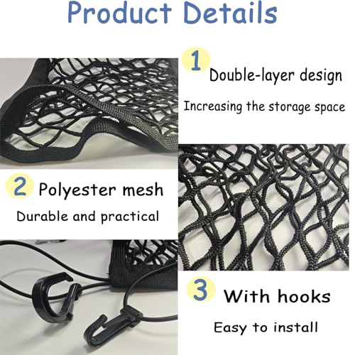 ZMD 2PCS Upgrade Cargo Net for Motorcycle Helmet Storage, 9.8"X11" High-Elastic Double Layer Bungee Net with 8 Hooks, Small Cargo Net for Bikes, Electric Bikes, Scooters, Motorcycles - size: 11 x 9.8 Inches