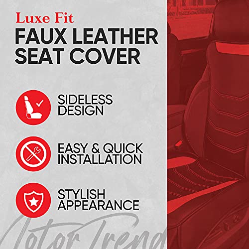 Motor Trend LuxeFit Gray Seat Covers for Cars Trucks Van SUV (2 Pack), Premium Faux Leather, Easy to Install Automotive Seat Covers with Storage Pockets, Fits Most Vehicles - color: Black/Gray
