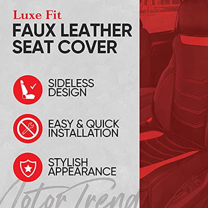 Motor Trend LuxeFit Gray Seat Covers for Cars Trucks Van SUV (2 Pack), Premium Faux Leather, Easy to Install Automotive Seat Covers with Storage Pockets, Fits Most Vehicles - color: Black/Gray