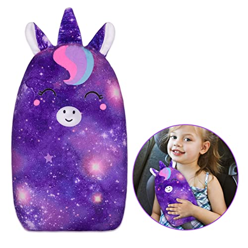 FIODAY Car Seat Belt Covers for Kids Unicorn Seat Belt Pillow Soft Seat Belt Cushion Adjust Seat Strap Pillow Head Neck Support for Children Boys Girls Travel, Deep Purple - color: Deep Purple