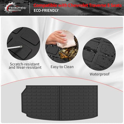 8 Seats Floor Mats Compatible with 2024 2025 2026 Chevy Traverse&GMC Acadia Cargo Liner Back Seat Cover Protector Caogo Mats 24-25 Chevrolet Traverse Accessories (Floor Mats Set of 9PCS) - style: For Chevrolet Traverse 8-Seater | 2024-2026
