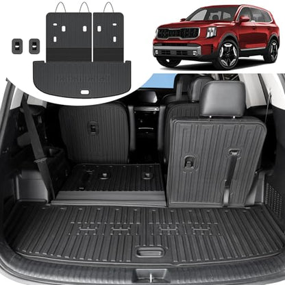 Cargo Mat with Backrest Mat for 2020-2025 Kia Telluride, All Weather TPE Trunk Mat Rear Cargo Liner Back Seat Cover Protector for Kia Telluride Accessories - style: Cargo Mat