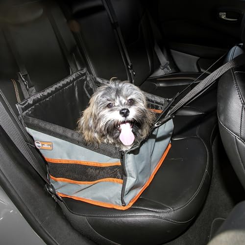 K&H Pet Products Buckle N Go Dog Car Seat for Small Dogs, Waterproof Fabric, Breathable Mesh Sides, Adjustable Seat Belt Leash, Carseat for Small Pets, Car Seat Carrier - XS 16 X 14 X 14in - color: Gray, size: X-Small 16 X 14 X 14 Inches