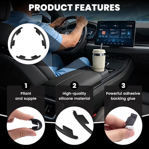 12 PCS Car Cup Holder Insert Limiter, Silicone Cupholder Insert, Silicone Waterproof Self-Adhesive Car Cup Holder Stabilizer, Self-Adhesive Cups Holder Inserts for Cars, for Car with Arc Leaf Design