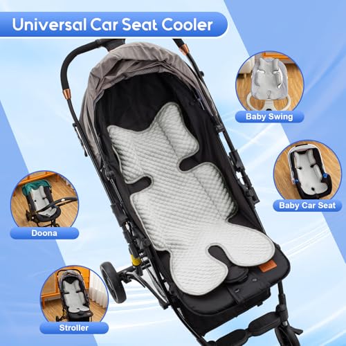 Car Seat Cooling Pad for Baby, Mink Dot Car Seat Cooler Mat for Girls Boys, Stroller Cooling Pad with 3D Breathable Mesh, Multifunctional Infant Carseat Cooling Insert Liner for Summer - color: Gray