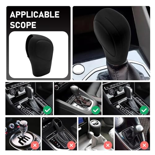 2 PCS Gear Shift Knob Cover, Silicone Anti-slip Scratch-resistant Shift Knob Protector, Water-proof Highly Stretchable Handbrake Cover, for Most Manual Transmission Cars (Black)