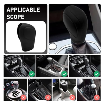 2 PCS Gear Shift Knob Cover, Silicone Anti-slip Scratch-resistant Shift Knob Protector, Water-proof Highly Stretchable Handbrake Cover, for Most Manual Transmission Cars (Black)