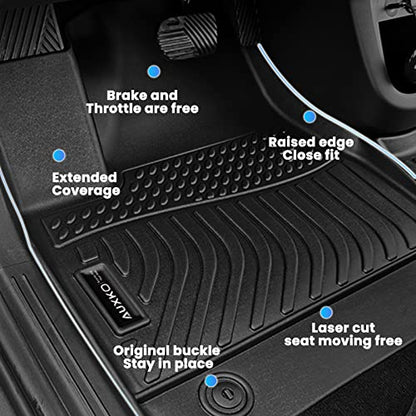 Auxko All Weather Floor Mats Fits for Toyota Prius & Prius Prime 2023 2024 2025 2026 TPE Rubber Liners Accessoires for Prius Odorless All Season Guard Anti-Slip Car Protector Mats Black - size: prius|23-2026|floor mats