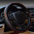 Car Steering Wheel Cover, Anti-Slip, Safety, Soft, Breathable, Heavy Duty, Thick, Full Surround, Sports Style (Black with Red line) - color: Black with Red line