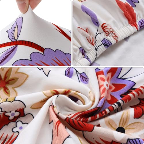 Fuloon Stretch Bench Cover, Anti-Dust Removable Dining Bench Slipcover Washable Seat Cushion Protector for Bedroom, Kitchen, Hotel, Banquet, Red White Flower - color: Flower Red White
