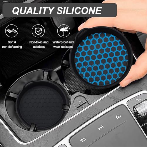 Car Cup Holder Coaster, 4 Pack Universal Car Coasters for Cup Holders, Silicone Non-Slip Vehicle Cup Holder Insert Pads, Insulation Shockproof Drink Mat Car Interior Accessories(Black)