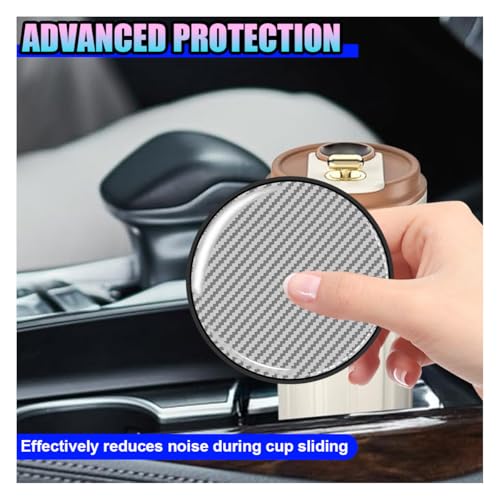 2PCS Sports Racing Car Cup Holder Coasters, 2.67 Inch Carbon Fiber Automotive Cup Holder Insert Coaster Pad, Non-Slip Shockproof Vehicle Interior Drink Cups Mat for RV, SUV, Truck(Silver) - color: Silver