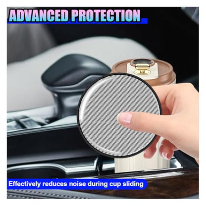 2PCS Sports Racing Car Cup Holder Coasters, 2.67 Inch Carbon Fiber Automotive Cup Holder Insert Coaster Pad, Non-Slip Shockproof Vehicle Interior Drink Cups Mat for RV, SUV, Truck(Silver) - color: Silver