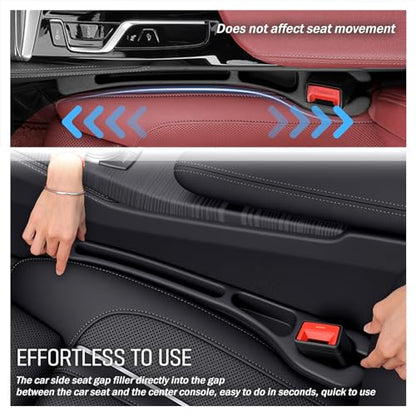 2PCS Car Seat Gap Filler Organizer,Soft Car Gap Filler Organizer for Filling Gaps with Storage Slots,Versatile Cars Seat Gaps Fillers Strip Cars Interior Accessories