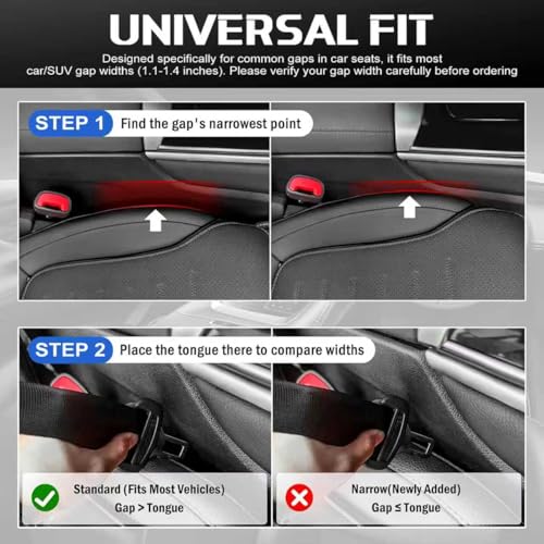 4PCS Car Seat Gap Filler Organizer, Universal Car Seat GapBlocker with Storage Slot, Leak-Proof Seat Gap Plug for Car SUV Truck,Automotive Interior Accessories, Black