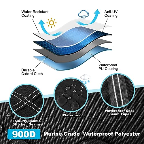 Waterproof Center Console Boat Cover 17-19ft, Heavy Duty 1300D Marine Grade Polyester Canvas 17’ 18 ft 19 Foot Boat Center Console Covers, Black - color: Black, size: 17'-19' Long (Beam Width up to 102")