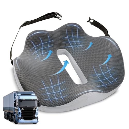 VUSIGN X-Large Seat Cushion for Truck & Car Drivers, Memory Foam Seat Cushion for Long Driving, Sciatica & Tailbone Pain Relief, Ergonomic Back Support Cushion with Non-Slip Bottom & Washable Cover
