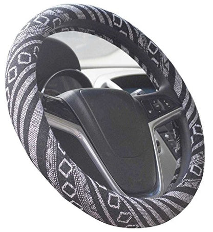Medium Ethnic Style Coarse Flax Cloth Automotive Steering Wheel Cover Anti Slip and Sweat Absorption Auto Car Wrap Cover (14.5''-15'',G) - color: G, size: 14.5 - 15 inches