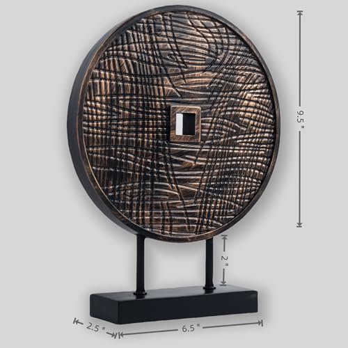 Round Sculpture Decorative Objects Shelf Decor Aesthetic Home Decor Items Accents for Living Room Console Table Decorations (Black C) - color: Black C
