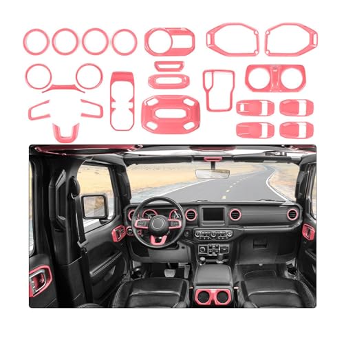 RT-TCZ for Wrangler JL Pink Interior Trim Kit, JL Dash Air AC Vent Trim for Jeep Wrangler JL JLU Gladiator JT 2018-2023 Pink Interior Accessories 23pcs - color: Pink