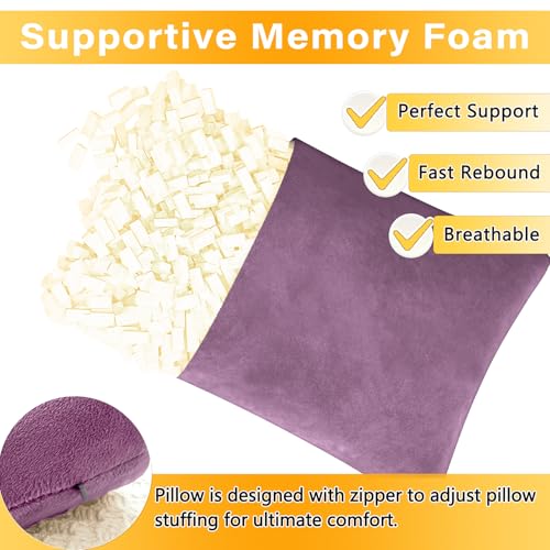 1 MIDDLE ONE 2 Pack Small Pillow, Memory Foam Mini Pillow 11 X 7 Inches for Travel, Sleeping, Nap and Neck, Knee, Lumbar Support, Tiny Cushion for Pet, Dogs (Dark Purple) - color: Dark Purple, size: 11x7 inch