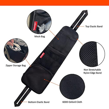 Car Seat Side Organizer, Auto Seat Storage Hanging Bag, Phones, Drink, Stuff Holder with Mesh Pocket for Cars, SUV & Truck