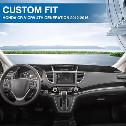 KUST Black Dash Cover for Honda CR-V CRV 2012-2015 2016 Polyester Non-Slip Dashboard Cover Center Console Dash Cover Interior Accessories for Honda CRV CR-V Custom Fit Dash Mat Sunshade No Glare - size: CR-V 12-16(Black)