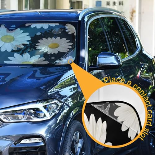 Sun Shade for Car Windshield Daisy Flower Floral Polka Dot Foldable Sun Shield Sun Heat and UV Protection Automotive Interior Sun Protection - color: Pattern 2