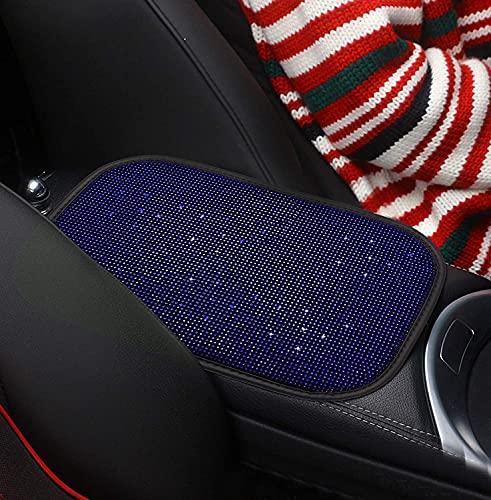 Bling Bling Car Armrest Cover Auto Center Console Protective Cover Luster Crystal Rhinestone Car Arm Rest Cushion Pad Car Interior Accessory (Bling-Blue) - color: Bling-Blue