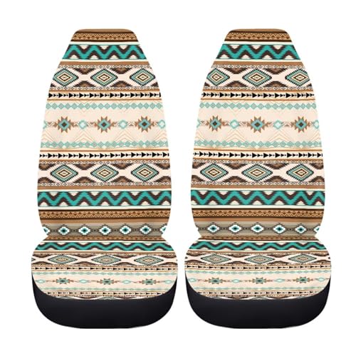 Dreaweet Aztec Car Seat Covers Southwest Native Indian Ameircan Navajo Print Front Seat Covers Set of 2 Car Seat Protector Front Seats Only Universal Seat Covers for SUV Trucks Cars - color: Aztec Southwest