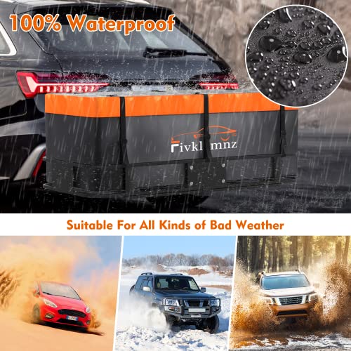 Hitch Mount Cargo Carrier Bag, 20 Cubic Feet 100% Waterproof Car Tray Luggage Bag (59" 24" 24") with 6 Reinforced Straps + 1 Combination Lock, Fits for All Vehicles with Steel Trailer Basket - size: 20 Cubic Feet