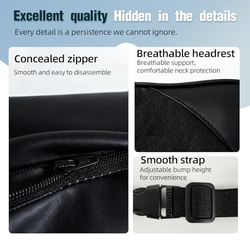 Car Neck Pillow 2-Pack - Premium Memory Foam Headrest with Soft Nappa Leather Feel, Ergonomic Support for Long Drives, Fits Most Vehicles (2, Black) - color: Black