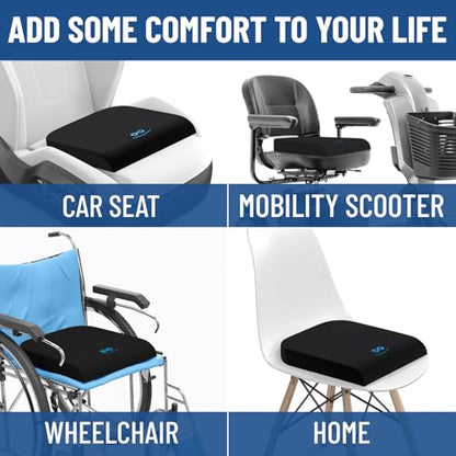 Everlasting Comfort Ventilated Wheelchair Cushions for Pressure Relief - Gel Memory Foam Wheel Chair Seat Cushion Pad for Seniors and Adults & Pain Relief - Soft Non-Slip Cover - Office Accessories