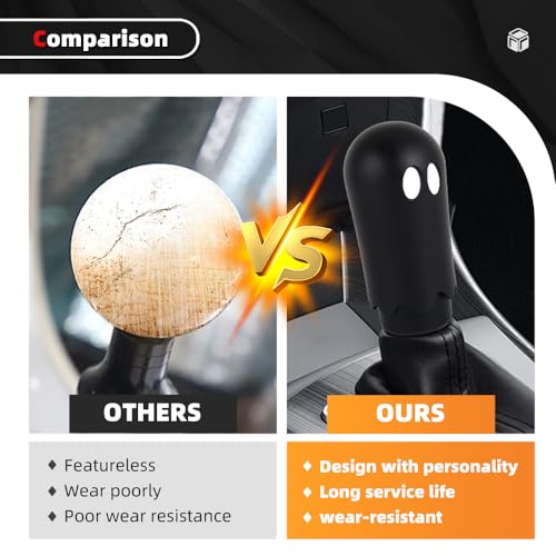 Ghost Shift Knob, Aluminum Weighted Automotive Gear Shift Manual knobs Lever with 3 Threaded Adapters M8 M10 M12 x 1.25, Universal for Vehicle Funny Cool Spooky Car Accessories (Black) - color: Black