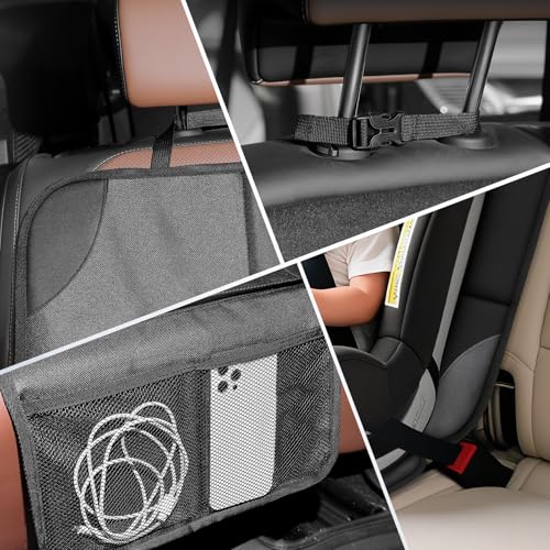 Car seat Protector 2 mesh Pocket Waterproof car seat Covers, Universal Size, Baby, pet, Children's car seat Protector, Anti Slip Bottom (1 piece)
