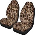 UNICEU Classic Brown Leopard Car Seat Covers Front Seats Only Set of 2, Soft Comfy Vehicle Seat Protector Covers, Animal Wild Cheetah Design Auto Bucket Seat Covers, Universal