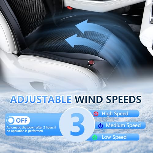 Upgraded Cooling Car Seat Cover Front Seat with Blowing&Suction, 12V-24V Ventilated Car Seat Cushion with 2 Turbo Fans, 3-Speed Adjustable Universal Fit Breathable Car Cushion for Summer Driving-Black - color: 2 Turbo Fans-Black