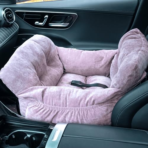 Pet Car Seat for Small Dogs up to 25 lbs with Safety Straps, Storage Pockets, Travel Carrier Bed Booster Seat, Machine Washable (Light Purple) - color: Light Purple