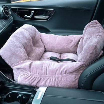 Pet Car Seat for Small Dogs up to 25 lbs with Safety Straps, Storage Pockets, Travel Carrier Bed Booster Seat, Machine Washable (Light Purple) - color: Light Purple