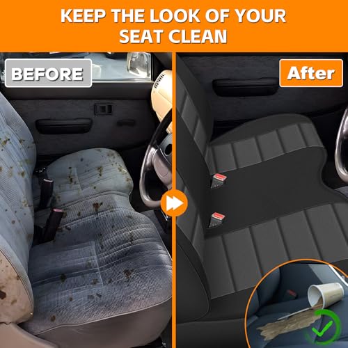Truck Seat Cover Compatible with 1995-2004 Toyota Tacoma Front Bench Seat with Molded Headrest and Small Notched Cushion, Knitted Fabric - color: black & charcoal