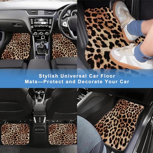 Automotive Floor Mats 5 Pcs, Universal Car Floor Mats, Leopard Print Cargo Liner, Car Accessory for SUVs/Sedan/Wagons, Durable Protective Mat, Trunk Liner for Families/Travel Enthusiasts - style: Bundle 2