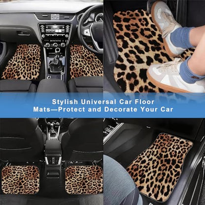 Automotive Floor Mats 5 Pcs, Universal Car Floor Mats, Leopard Print Cargo Liner, Car Accessory for SUVs/Sedan/Wagons, Durable Protective Mat, Trunk Liner for Families/Travel Enthusiasts - style: Bundle 2