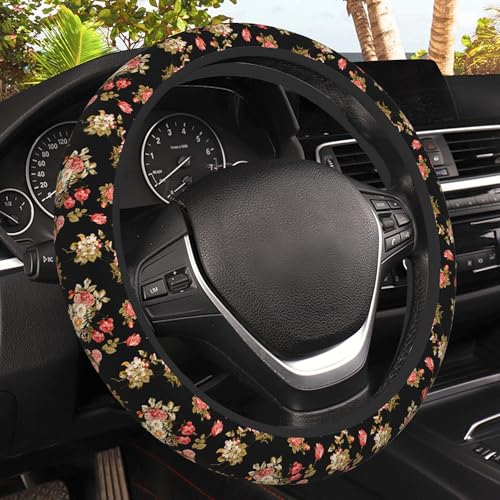 Watercolor Pink Hisbicus Steering Wheel Cover, Elastic Non-Slip Steering Wheel Protector,Auto Interior Decor for Women Girls,Universal 15" Fit for Sedans,Trucks - color: Watercolor Pink Hisbicus