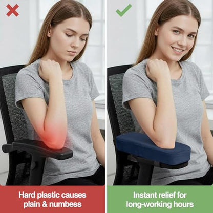 Smiry Ergonomic Office Chair Armrest Pads, Memory Foam Arm Rest Covers, Non-Slip Armrest Cushion with Adjustable Buckles and Straps, Elbow Relief for Desk, Gaming & Wheelchair (Navy, Set of 2) - color: Navy