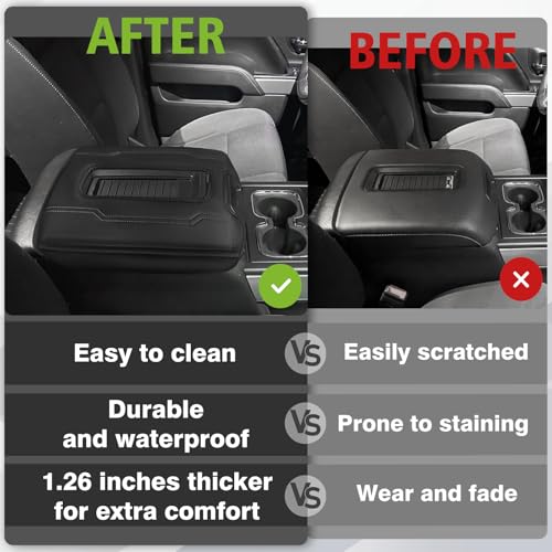 Center Console Armrest Cover Fit for Chevy Silverado & GMC Sierra 1500 2500 3500 2014-2018 Tahoe/Yukon/Suburban 2015-2020, Comfort Armrest Pad Console Lid Cushion Extra Thick(Bucket Seat) - size: 1) 14-18 |Silverado & Sierra| Bucket Seat, +Thick