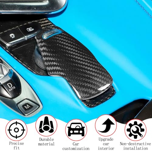 Compatible wth Carbon Fiber Gear Shift Knob Head Cover Automotive Shift Lever Modified Decoration for Chevrolet Corvette C8 2020 2021 2022 2023 2024 (Black)