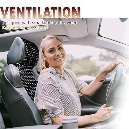 Beaded Seat Cushion Car Driver Seat Cover with Durable & Double Strung Natural Wood Beads- Cooling Comfort Ventilated Massaging Support Cushion for Auto Cars- 2 Pack Black - color: 2 Pack Black