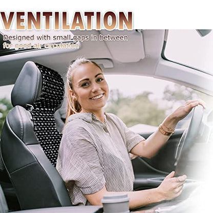 Beaded Seat Cushion Car Driver Seat Cover with Durable & Double Strung Natural Wood Beads- Cooling Comfort Ventilated Massaging Support Cushion for Auto Cars- 2 Pack Black - color: 2 Pack Black