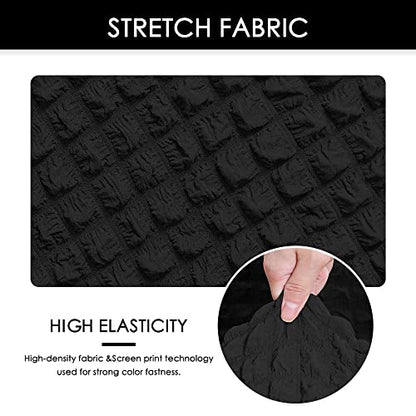 FORCHEER Dining Bench Cover with Skirt Stretch Seersucker Black 47in Piano Bench Slipcover Bench Seat Cover for Dining Room, Bedroom, Washable(Seersucker-Black) - color: Seersucker-black